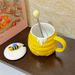 Little Bee Ceramic Cup With Lid Spoon, Mug, Coffee Cup_maomaolike.com