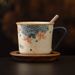 Coffee Cup With Gold Embroidered Ball Flower Latte Latte, Home Use_maomaolike.com