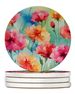 Carnations In Watercolor Large Sandstone Coasters Pack Of 4 Absorbent Round Coasters Decor Gifts For Men Or Women, 4 In, Multicolor_maomaolike.com