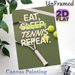 Tennis Themed "Eat Sleep Tennis Repeat" Painting Poster, Sleek Sporty Typographic & Racket-Ball Graphic Poster, Stylish Tennis-inspired Decor Suitable_maomaolike.com