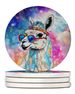 Hippie Animal Llama Large Sandstone Coasters Pack Of 4 Absorbent Round Coasters Decor Gifts For Men Or Women, 4 In, Multicolor_maomaolike.com