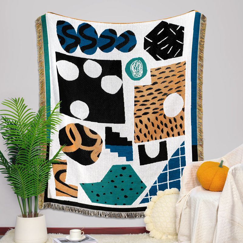 Camping Blanket Moisture Proof Picnic Mat Jacquard Tapestry Ins Style Sofa Towel Line Blanket Multifunctional Sofa Blanket_maomaolike.com