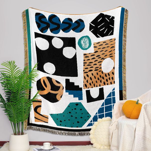 Camping Blanket Moisture Proof Picnic Mat Jacquard Tapestry Ins Style Sofa Towel Line Blanket Multifunctional Sofa Blanket_maomaolike.com