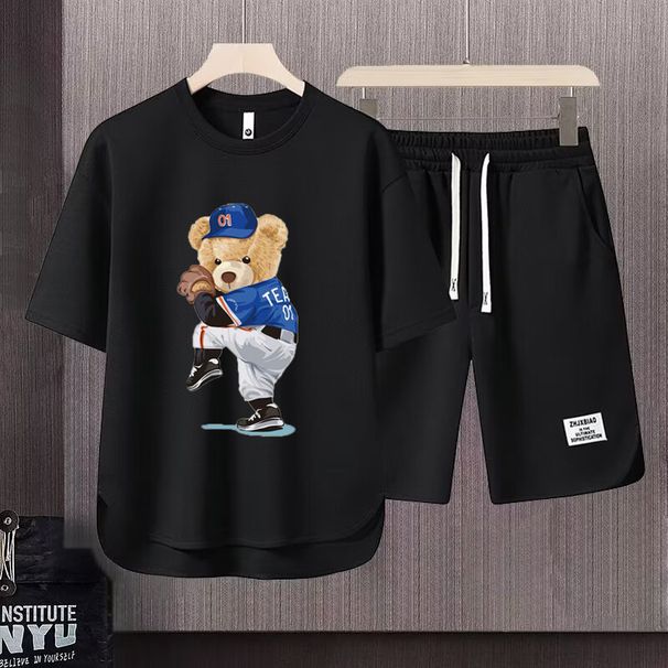 Men's Clothing 2024 Waffle Casual Summer Suit Men's Loose Teen Short sleeved T shirt Shorts Handsome Two piece Suit_maomaolike.com