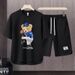 Men's Clothing 2024 Waffle Casual Summer Suit Men's Loose Teen Short sleeved T shirt Shorts Handsome Two piece Suit_maomaolike.com