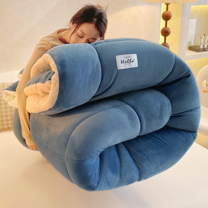 Small Taffeta Lamb Wool Warm Thickened Cotton Thick Sofa Autumn Winter Single Quilt_maomaolike.com