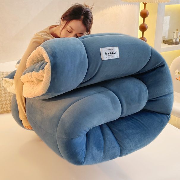 Small Taffeta Lamb Wool Warm Thickened Cotton Thick Sofa Autumn Winter Single Quilt_maomaolike.com