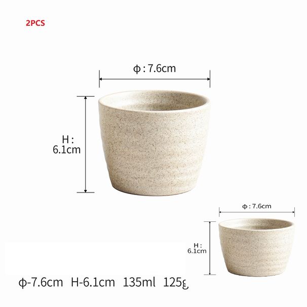 2PCS Coarse Pottery Tea Cup, Japanese Casual Cup, Personal Single Cup, Sushi Cup, Restaurant Home Use_maomaolike.com