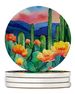 Arizona Saguaro Cactus Blossom In Watercolor Large Sandstone Coasters Pack Of 4 Absorbent Round Coasters Decor Gifts For Men Or Women, 4 In, Multicolor_maomaolike.com