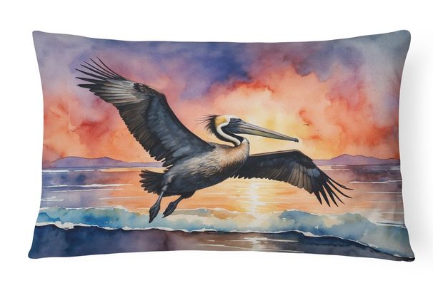 Birds, Birds, Birds Throw Pillow Throw Pillow For Indoor Couch Bed Outdoor Patio Washable, Pelican Fiery Sunset 7509,12Hx16W_maomaolike.com