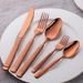 Roman Column Stainless Steel Cutlery Set, Straight Pattern Five-Piece Set For Home Hotel Western Food Steak Knife, Fork,_maomaolike.com