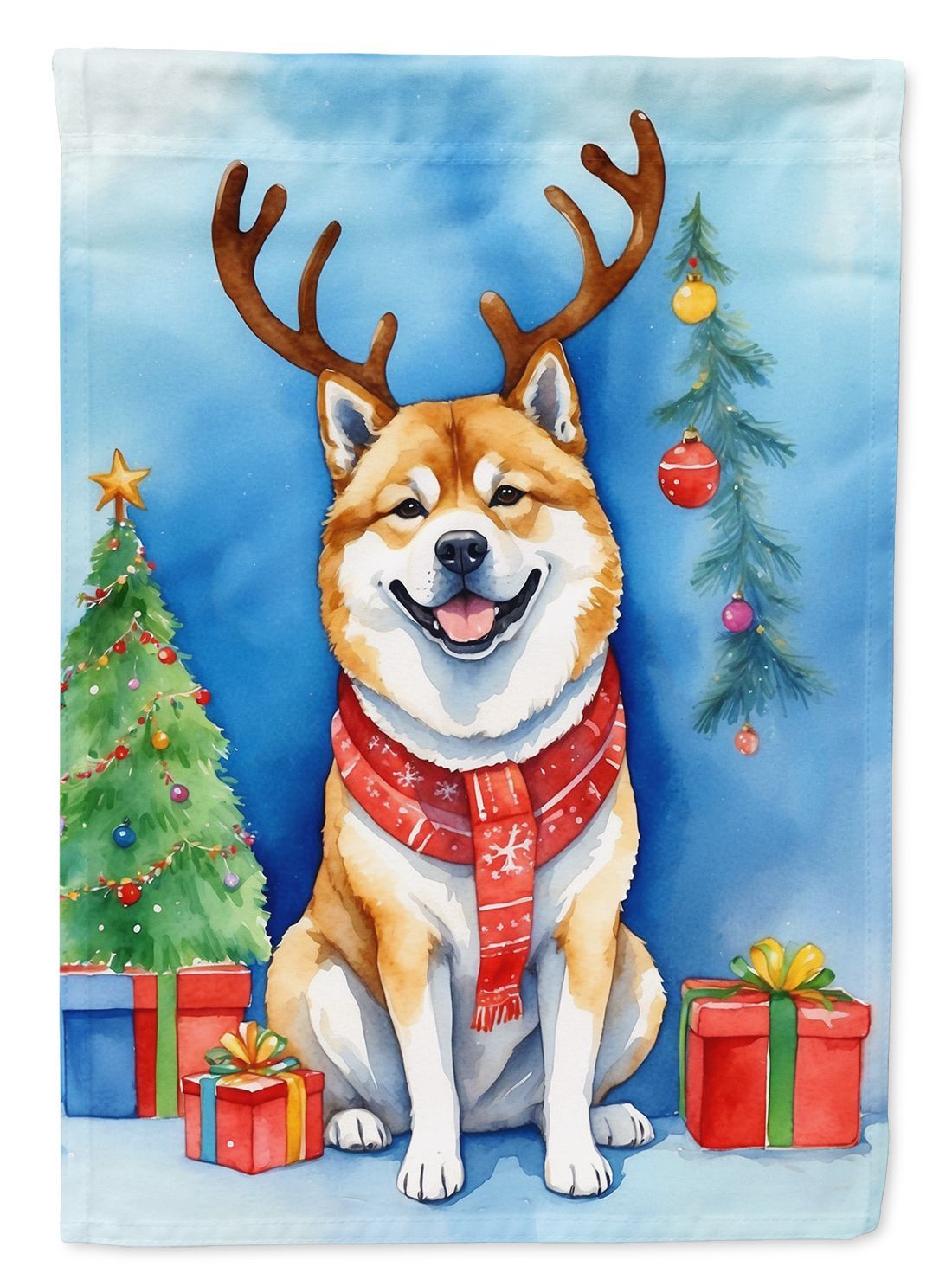 Akita Christmas Reindeer Garden Flag Mailbox Flag Decorative Yard Flag Banner Outside Patio Artwork Yard Flower Beds, Garden Size, Multicolor_maomaolike.com