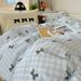 Wholesale INS Girl Heart Korean Style Plaid Bowknot Pure Four-Piece Simple Full Yarn-Dyed Washed Cotton 4-Piece Set_maomaolike.com