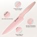 Kitchen Knife Set With Block, 14 Piece Pink Non-Stick Paint Coating Stainless Steel Knives Set, Anti-Rust And Dishwasher Safe, 12 Knives With Kitchen Shears And Block Pink_maomaolike.com