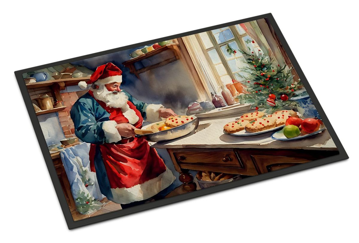 Cookies With Santa Claus Babbo Natale Doormat Front Door Mat Indoor Outdoor Rugs For Entryway, Non Slip Washable Low Pile, 24H X 36W_maomaolike.com