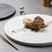 Solid Color Rock Pattern Ceramic Western Flat Round Cake Steak Japanese Restaurant Plate_maomaolike.com
