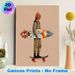 Skateboarding & Surfing Themed Painting Poster, Vibrant Cartoon Style Poster, Trendy Urban Design With Figure Holding Graffiti Surfboard On_maomaolike.com