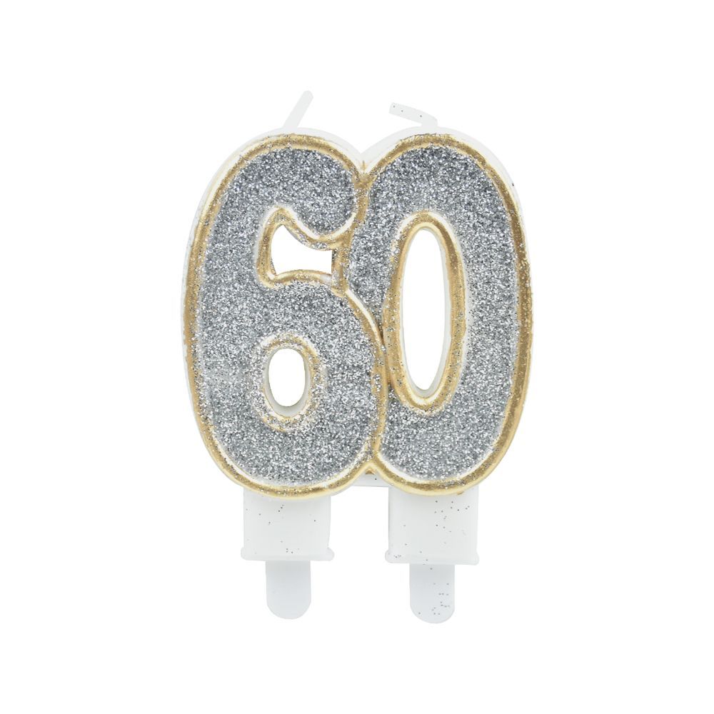 Birthday Candles Cake Numeral Candles Happy Birthday Cake Candles Topper Decoration For Birthday Wedding Anniversary Celebration Supplies (silver,60th)_maomaolike.com