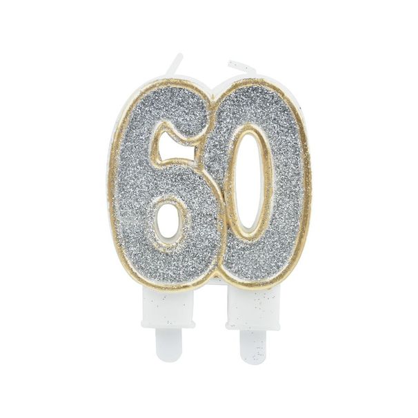 Birthday Candles Cake Numeral Candles Happy Birthday Cake Candles Topper Decoration For Birthday Wedding Anniversary Celebration Supplies (silver,60th)_maomaolike.com