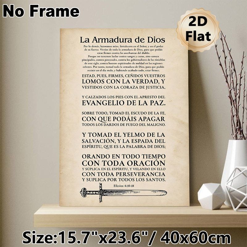 Spanish Armadura De Dios Bible Verse Painting Poster, Vintage Parchment-style Typographic Poster, Inspirational Religious Scripture Decor Suitable For_maomaolike.com