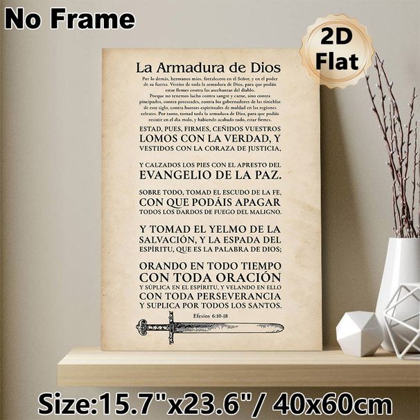 Spanish Armadura De Dios Bible Verse Painting Poster, Vintage Parchment-style Typographic Poster, Inspirational Religious Scripture Decor Suitable For_maomaolike.com