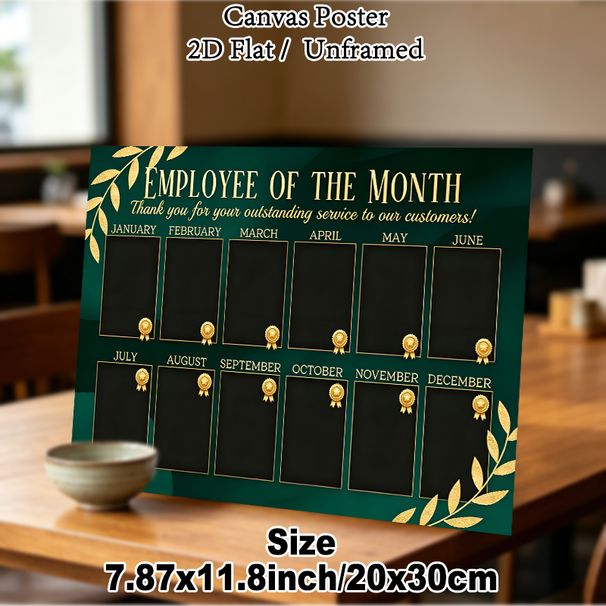 Employee Of The Month Recognition Painting Poster, Luxe Dark Green & Gold Styled Poster, Classy Monthly Display To Honor Outstanding Staff, Ideal For_maomaolike.com