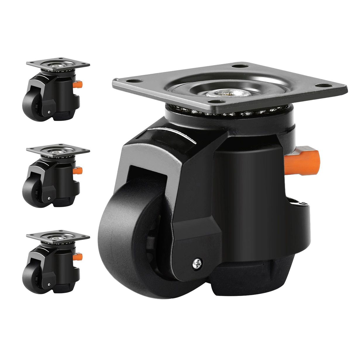 Heavy Duty Leveling Casters 4-Pack | 1000kg/2200LB Capacity With 2.5" Wheels | Precision 360° Swivel & Reinforced Handle For Workbench, Machinery, Industrial Equipment | Floor Protection & Noise-Free_maomaolike.com