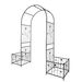 Metal Garden Arch With Two Plant Stands 79.5'' Wide X 86.6'' High Climbing Plants Support Rose Arch Outdoor Black_maomaolike.com