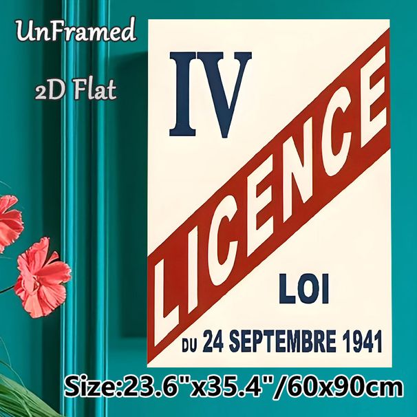 Vintage French Legal Document Painting Poster, Retro Typographic Poster, Bold Red & Navy Lettering Design, Classic Vintage Decor Piece For Home_maomaolike.com