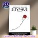 Sisyphus Themed Motivational Painting Poster, Minimalist Line Art Poster With Stick Figure & Red Boulder, Inspirational Quote Decor For Home Office_maomaolike.com