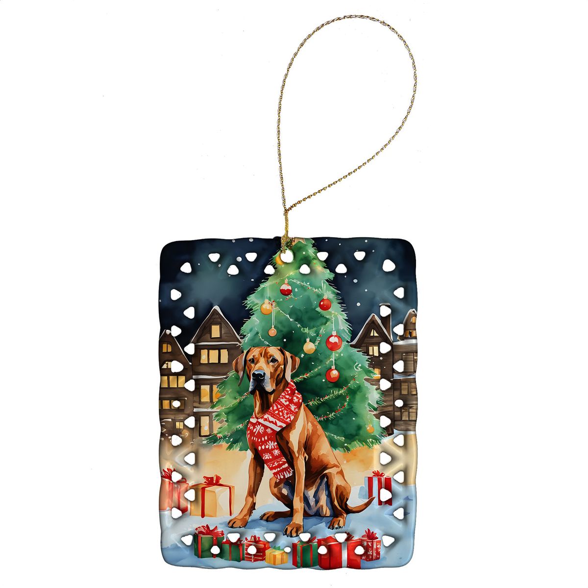 Rhodesian Ridgeback Christmas Porcelain Ornament Christmas Tree Hanging Decorations For Home Christmas Holiday, Rectangle, Gift, Multicolor_maomaolike.com