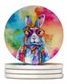 Hippie Animal Rabbit Large Sandstone Coasters Pack Of 4 Absorbent Round Coasters Decor Gifts For Men Or Women, 4 In, Multicolor_maomaolike.com