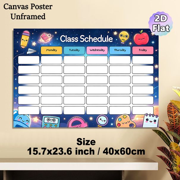 Class Schedule Painting Poster, Cute Cartoon Starry Sky Style Poster, Adorable Kawaii Stationery Elements, Helps Organize Daily Class Plans, Suitable_maomaolike.com