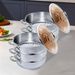 SOGA 2X 3 Tier 32cm Heavy Duty Stainless Steel Food Steamer With Glass Lid_maomaolike.com