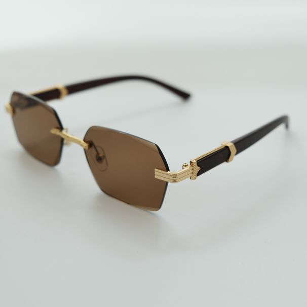 Unisex Square glasses Rimless cut edge sunglasses Women's fashion glasses gradual color sunscreen sunglasses_maomaolike.com