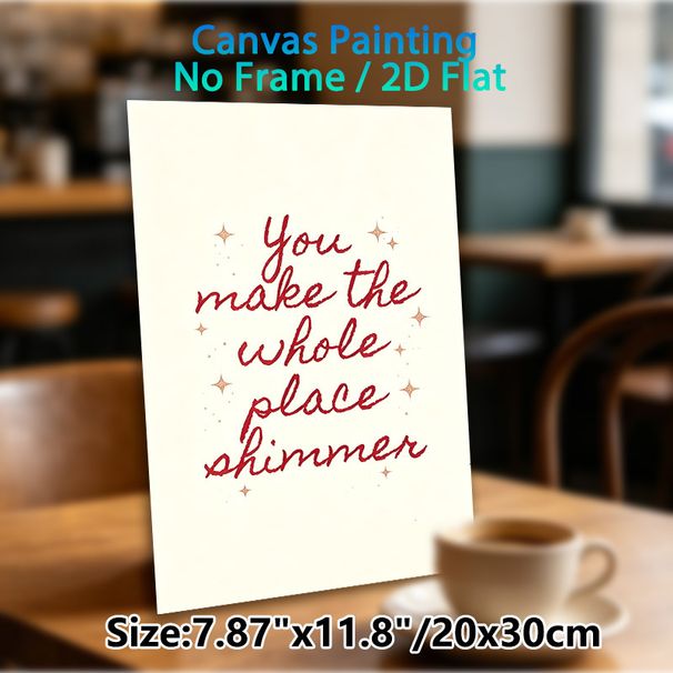 Inspirational Quote Painting Poster, Warm Red Handwritten Script Poster, Heartwarming Glittery Star Accented Decor Suitable For Bedroom, Living Room_maomaolike.com