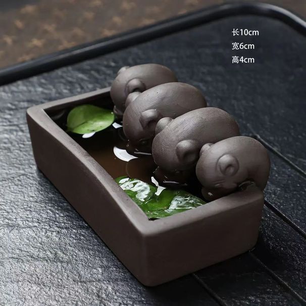 Purple Clay Pig Pet Can Raise Four Pigs Water Personalized Table Kung Fu Mini Tea Drinking Ornament Ashtray_maomaolike.com