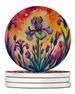Colorful Iris Large Sandstone Coasters Pack Of 4 Absorbent Round Coasters Decor Gifts For Men Or Women, 4 In, Multicolor_maomaolike.com