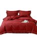 1 Wedding 100s Long-staple Jacquard Four-piece Set All Pure Cotton Bed Sheet Embroidered Double Quilt Cover Simple Bedding 1.8_maomaolike.com