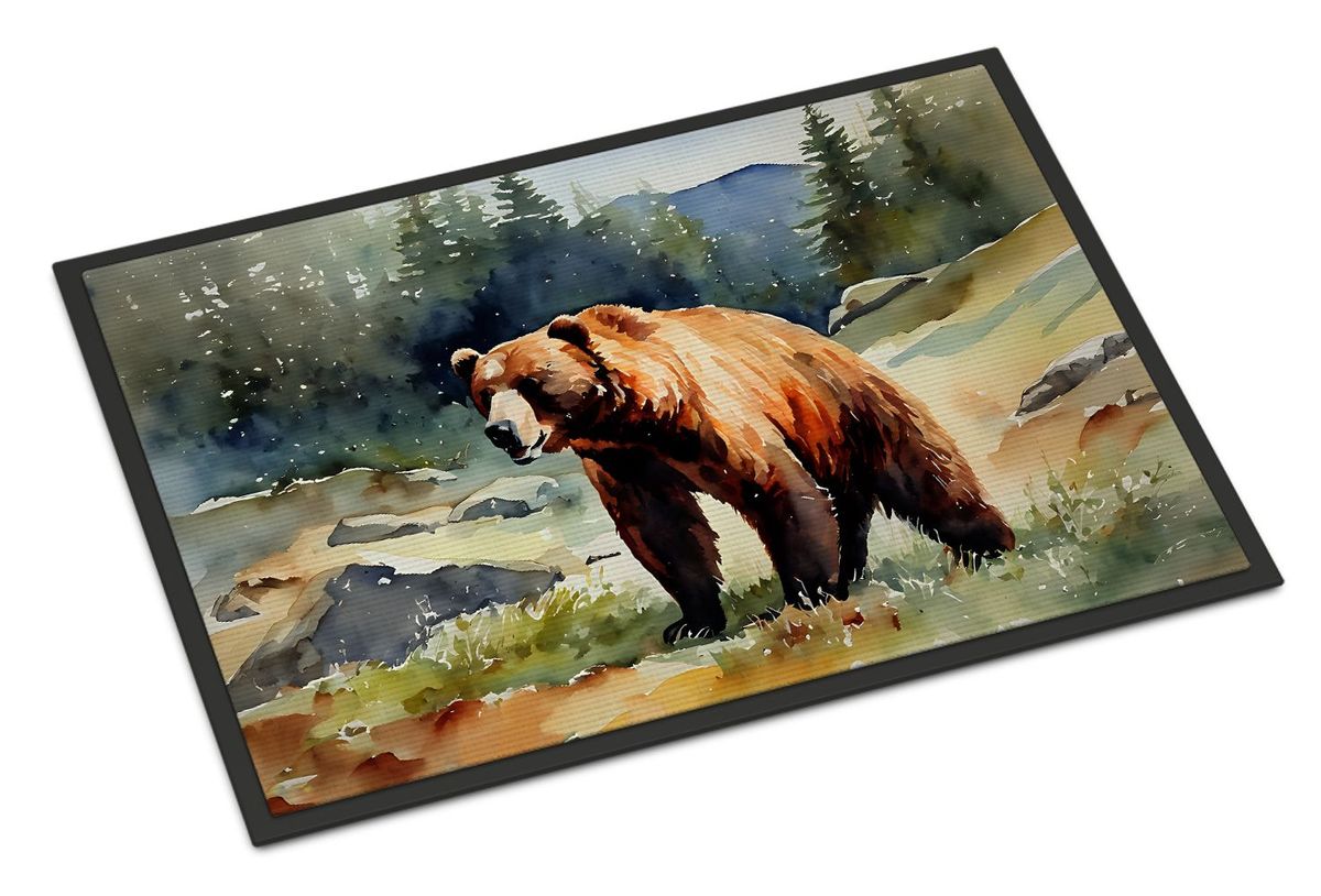 Kodiak Bear Doormat Front Door Mat Indoor Outdoor Rugs For Entryway, Non Slip Washable Low Pile, 24H X 36W_maomaolike.com