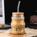 YWDL 1/2pcs 500ml Glass Tumblers Cups Straw Mason Jar Clear Juice Coffee Milk Cup With Bamboo Lids Drinkware_maomaolike.com