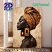 African Woman Painting Poster, Elegant Oil Painting Style Poster, Warm-toned Portrait Of A Woman With Ornate Headwrap And Bold Earrings, Adds Cultural_maomaolike.com