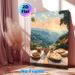 Mountain View Breakfast Painting Poster, Warm-toned Scenic Dining Scene Poster, Tranquil Cozy Vibe Ideal For Kitchen, Dining Room_maomaolike.com