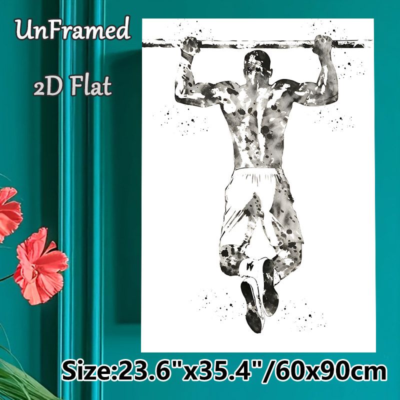 Pull-up Fitness Painting Poster, Monochrome Ink Splash Style Poster, Motivational Fitness Decor, Suitable For Gym And Home Workout Spaces_maomaolike.com