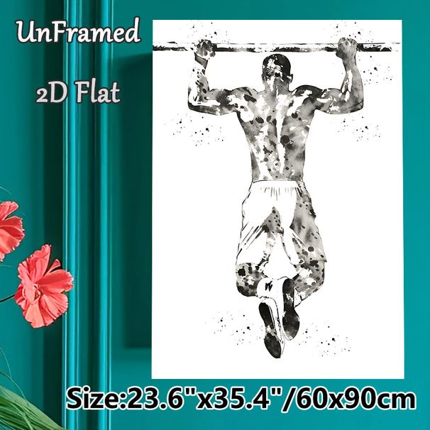 Pull-up Fitness Painting Poster, Monochrome Ink Splash Style Poster, Motivational Fitness Decor, Suitable For Gym And Home Workout Spaces_maomaolike.com