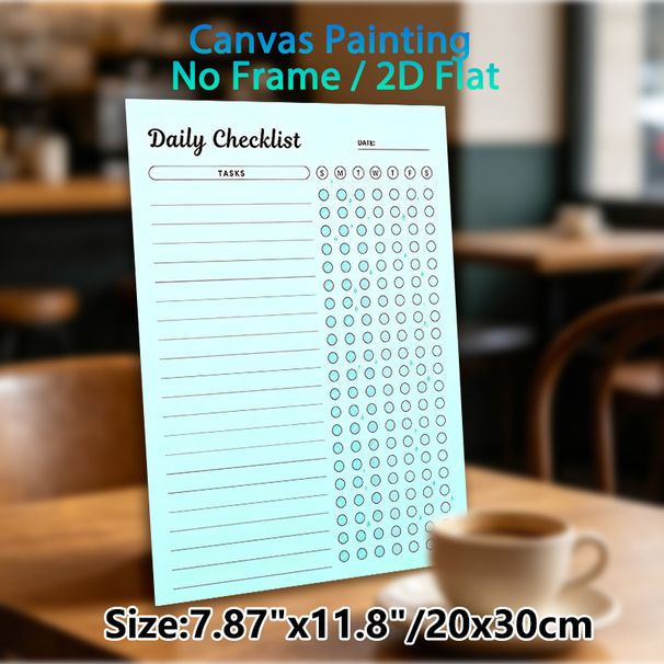 Daily Checklist Painting Poster, Light Blue Minimalist Structured Poster, Functional Planner To Organize Daily Tasks, Suitable For Home Office And_maomaolike.com