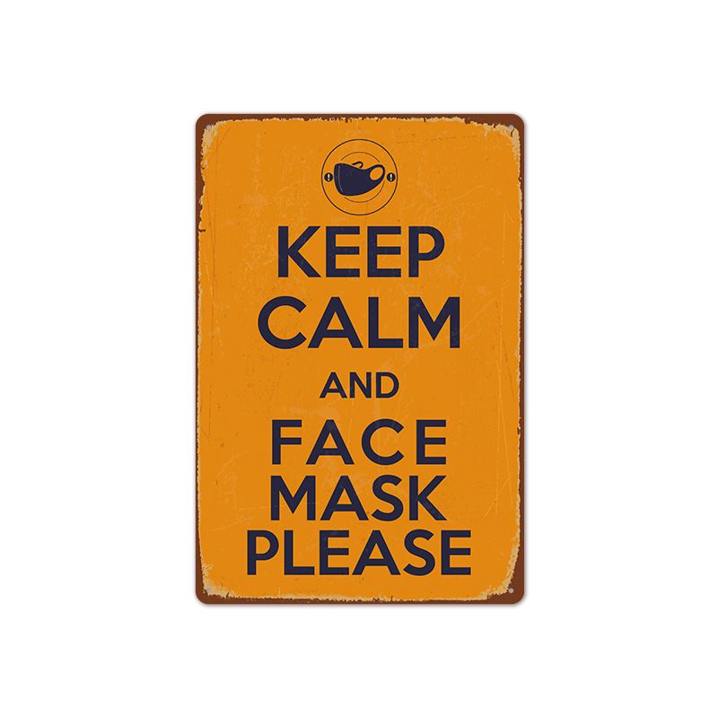 Vintage Tin Sign For Pandemic Awareness - Unframed Wall Art Warning To Wear Masks_maomaolike.com