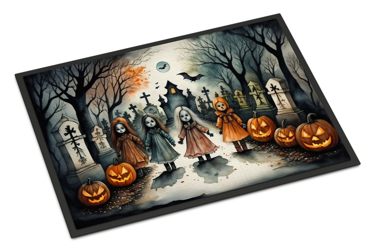 Creepy Dolls Spooky Halloween Doormat Front Door Mat Indoor Outdoor Rugs For Entryway, Non Slip Washable Low Pile, 24H X 36W_maomaolike.com