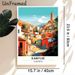 Kabylie Algeria Village Travel Painting Poster, Vibrant Retro Sunlit Hillside Village Scene Poster, Warm Travel-themed Decor Ideal For Living Room_maomaolike.com