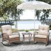 3Pcs Outdoor Patio Wicker Rocking Porch Chair With Waterproof Cushions,Khaki_maomaolike.com